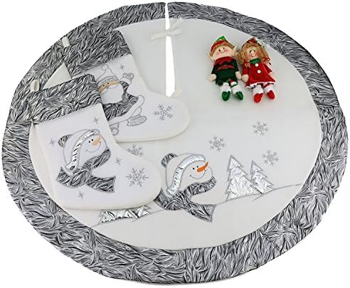 WEWILL Класически Бели Сребристи Коледни Чорапи, Комплект от 2 на Дядо Коледа, Коледен герой във формата на Снежен човек, Мантел