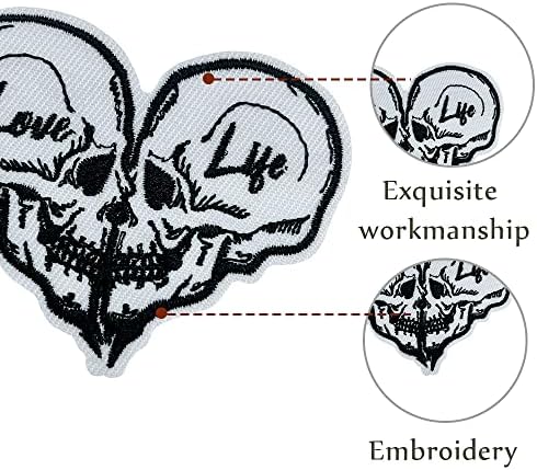 Ленти с бродерия Obokata, апликация във формата на черепа целующегося скелета, икона във формата на сърце Love Life, Пришитая