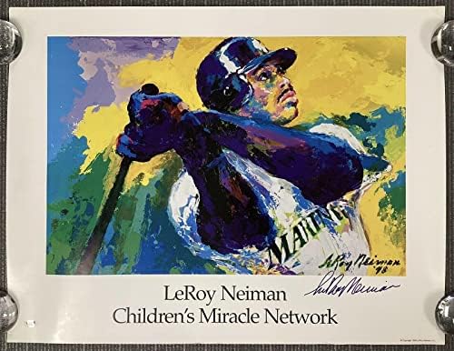 Принт с автограф Лероя Нойман 30x23 с автограф на художника Кен Гриффи-младши от Mariners PSA/DNA - Autographed MLB