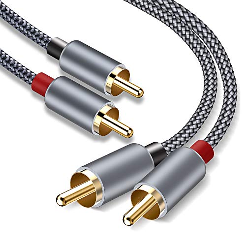 RCA кабел Goalfish, аудио-стерео кабел за субуфер RCA от 2 штекеров до 2 штекерам [2 опаковки, Hi-Fi Звук, Екраниран]