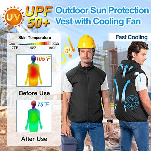 Охлаждащ жилетка NJDGF за мъже и жени - Дрехи с климатик и вентилатори, 3-Степенна Регулация, Охлаждащ Жилетка за работа