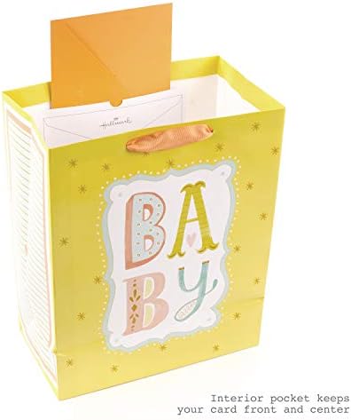 Голям подаръчен пакет Hallmark 13 инча от цигарена хартия (B-A-By, жълто) за детски душове, Новите родители и още