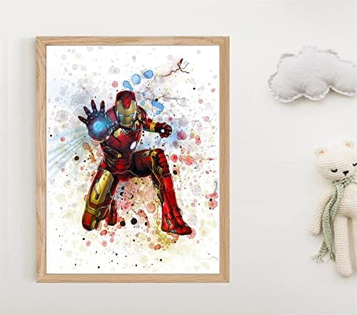 Отмъстителите Супергерои Акварел Плакат, Комикс the Avengers Декор на Стената на Книгата си за Изкуството да Супергерои стенен
