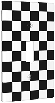 Плоча с с едно включване на осветление, Черно Карирани Декор, Стандартен Размер 1-Gang 4,50 x 2,76
