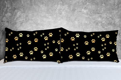 Набор от покрива възглавница от 2 Очарователните Отпечатъци от Лапите на Кучето и Котката с Мультяшными Златни