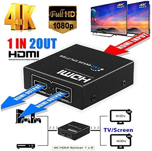 LYB HDMI Сплитер 1 в 2 Изхода - Full HD 1080 P HDMI Видео Switch 1X2 Сплит Усилвател Дисплей Адаптер за HDTV DVD
