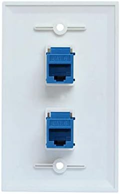 Стенни панел Ethernet с 2 порта - Мрежова Стенни панела Cat6 RJ-45 конектор между гнезда - Бяло / Синьо