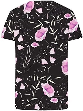 2023 Къс Ръкав Дълбоко V Образно Деколте Цвете Графична Ежедневна Блуза, Тениска за Жени Лято Есен Лейси