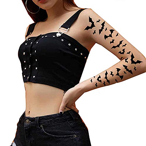 Tatodays Прилеп за Хелоуин временни татуировки книжен преводна стикер черен летящ вампир прилепи на жените и мъжете пораснали