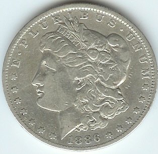 Сребърен долар Морган 1886 г. - VF