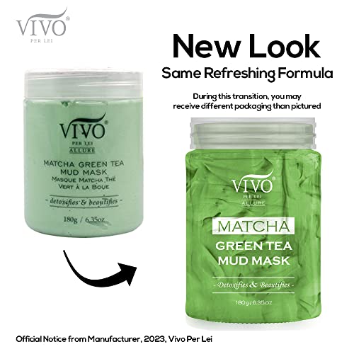 Маска от зелен чай Vivo Per Lei Мач - Маска от каолиновой глина за лице - Овлажняващ Кална маска за лице за