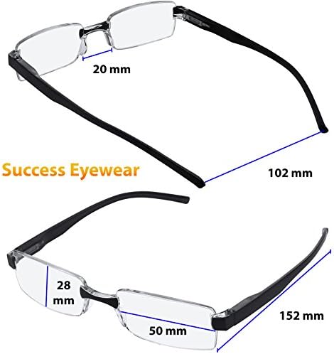 Очила за четене Success Eyewear Комплект от 2 Ультралегких Удобни очила без рамки за четене за мъже и жени + 3,5