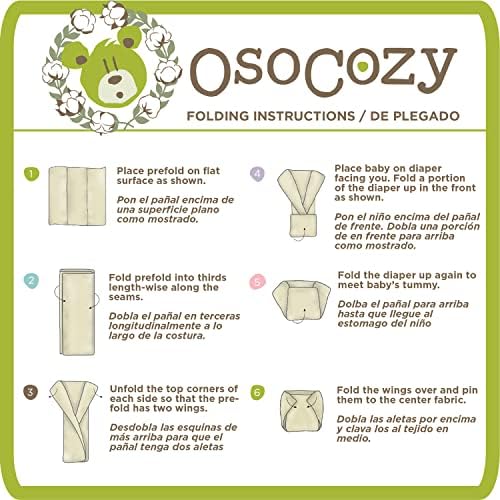 Тъканни памперси OsoCozy от органичен памук Prefold Traditional Fit Small 4x8x4 Layering (6pk) - Сверхмягкие, дебели,
