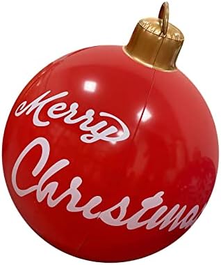 HHmei Коледа Decors Ball - 23,6-Инчов Декоративна Топка Открит Коледен Надуваем Гарнирано с Топка за Домашния Коледен Декор