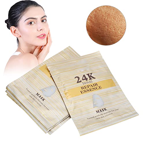 24-каратово злато маска за лице, успокояващ дишаща колаген, който подобрява еластичността на кожата, Естествена коприна