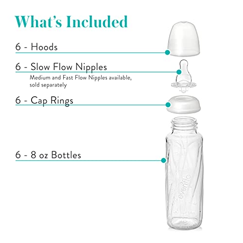 Стъклена бутилка за хранене Evenflo Премиум-клас Proflo Vented Plus за бебета и новородени - Помагат за намаляване на коликите
