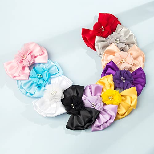 ZOONAI/ Превръзка на главата с лък за новородени момичета, Аксесоари за коса с флорални модели - Комплект от 2 (син)