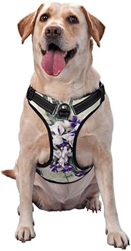 Шлейка За кучета, Лилаво-Бели Цветове на Ирис За Домашни Любимци Регулируеми Външни Жилетные Колан X-Large