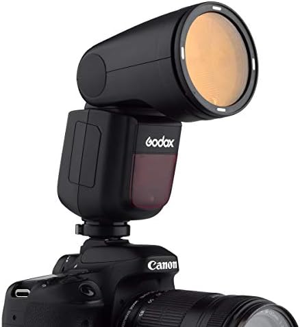 Вградена във фотоапарата светкавица с кръгла глава Godox V1-S TTL с безжична система за 2,4 G и пълна характеристика