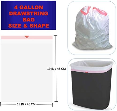 4-Галлоновый торба за боклук (120 торби) CCLINERS Малки Бели Торби за боклук с завязками за Баня, 15 Литра, 2 Литра, 3