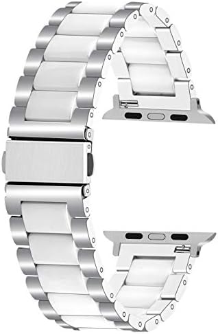 Керамичен каишка за часовник Juntan, съвместим с Apple Watch 38 мм 40 мм 41 мм 42 мм 44 мм 45 мм на 49 мм, Метален Быстроразъемный