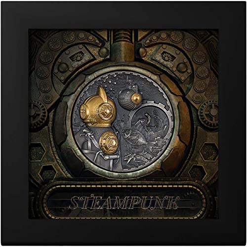 2022 ДЕ Steampunk PowerCoin Nautilus 3 Грама Сребърна монета от 20 $ Острови Кук 2022 Антични Гарнитури