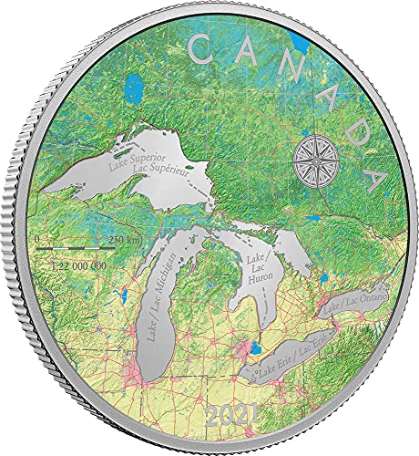 2021 DE Модерна Възпоменателна монета PowerCoin Great Lakes Tribute 5 Грама Сребърна монета от 50$ Канада 2021