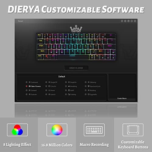 DIERYA DK63N 60% Безжична Жичен Ръчна Детска Клавиатура, Bluetooth клавиатура с RGB подсветка на клавишите със