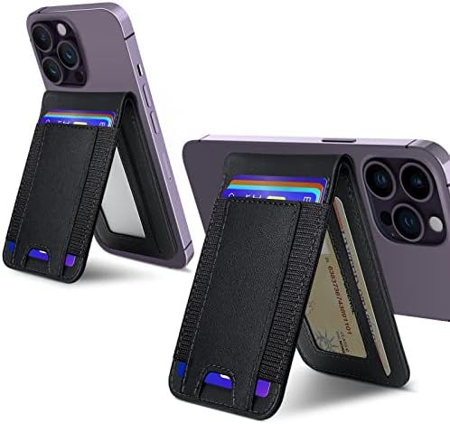 Miroddi Mi-Stand MagSafe Wallet - Магнитен държач за карти със стойка, кожен чантата MagSafe и регулируема поставка за