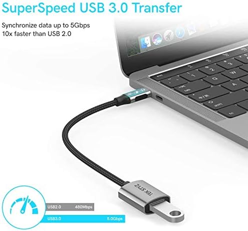 Адаптер Tek Styz USB-C USB 3.0 е обратно Съвместим с датчиците Dell XPS 15 (9530) OTG Type-C/PD Male USB 3.0 Female. (5 gbps)