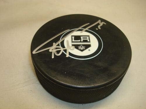 Анди Андреофф подписа хокей шайба Лос Анджелис Кингс с автограф 1А - за Миене на НХЛ с автограф