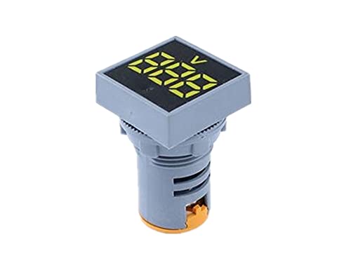 XJIM 22 мм Мини Цифров Волтметър Квадратен ac 20-500 В Волта Тестер за напрежение на електромера Led Лампи Дисплей (Цвят: жълт)