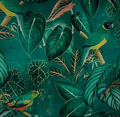 Памучен Плат двор Зелени Птици Калатея Материал за Шиене по квадратни метра Тропически и Екзотични Папагали Цветя