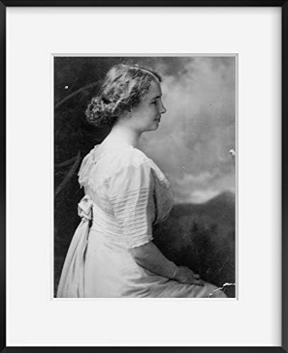Снимка на 1909 г. Хелън Келър, портрет на ръст, седнала, десен профил . Ретро c9