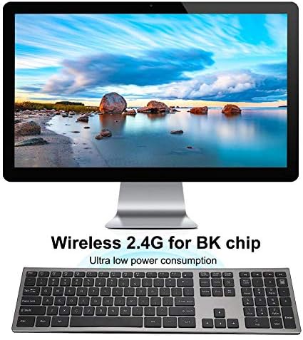 Ультратонкая клавиатура Bluetooth, Безжична клавиатура с led екран 2.4 G USB за Windows XP/7/8/8.1/10/ mac OS, Черен