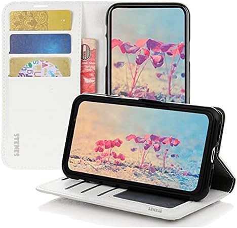 Чанта-портфейл STENES Bling за телефон, съвместим с LG K51 - Стилен - Кожен калъф ръчна изработка с красиви цветя-пеперуди