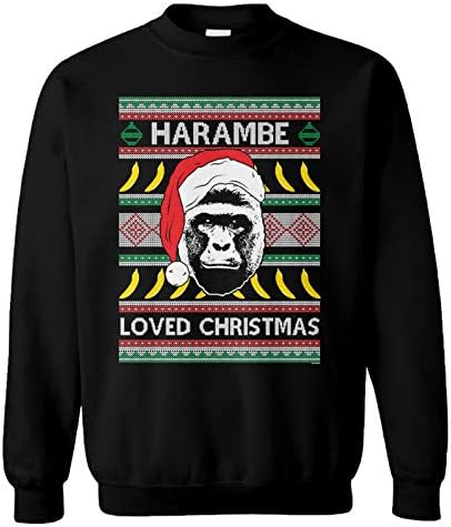 Harambe Loved Christmas - Hoody Унисекс с кръгло деколте RIP Gorilla Meme