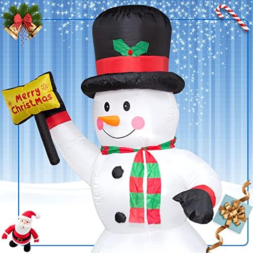 Коледен Надуваем Снежен човек е с дължина 8 метра, на Празнична Украса за помещения на открито, Украса Снежен за градината във