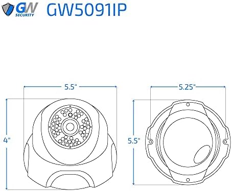 GW Security GW5091IP 5-Мегапикселова Мрежова Турельная Помещение PoE, Вграден микрофон, Метален Корпус