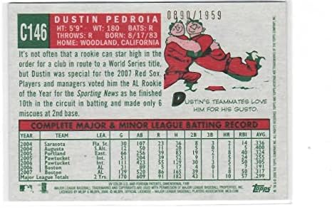 Бейзболна картичка 2008 Topps Heritage Chrome C146 Дъстин Педроя на Бостън Ред Сокс МЕЙДЖЪР лийг бейзбол