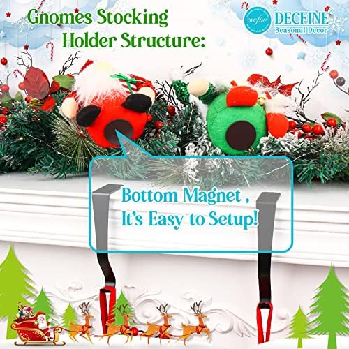 DECFINE 2 опаковане на Коледни Джуджета с пайети, Държачи за чорапи с Метално покритие, Закачалки за Отглеждане