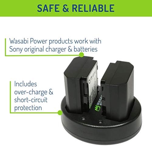 Батерия Wasabi Power (2 комплекта) и зарядно с два USB конектори за Sony NP-FZ100, BC-QZ1 и Sony FX3, a1, a9, a9 II, a7C,
