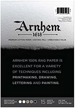 Бележник за хартия Speedball Arnhem 1618 за печат 5x7 Инча, Различни цветове, 15 Листа