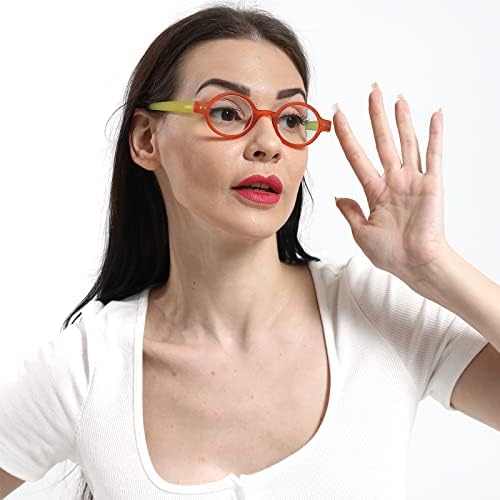 KoKoBin, 4 опаковки Мини-Малки кръгли очила за четене, Удобни Ридеры за жени и мъже (Цветни, 1,50, множитель_х)