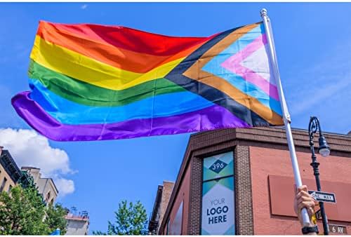 Homissor Progress Pride Дъгата Флаг 3x5 фута - ЛГБТ Общността Гей Гордост Лесбийки Трансгендеры е бисексуален Знамена
