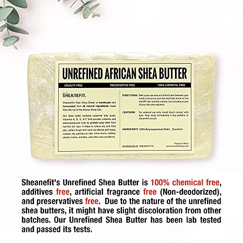 Sheanefit Нерафинирано масло от шеа Слонова Кост В Батончике с тегло 5 кг - Овлажнява и подхранва Сухата кожа, Шоколад