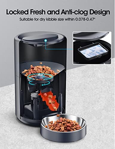 WOPET Timed Automatic Cat Feeders Dispenser - Програмируеми Захранващи суха храна обем 4 л с Набор от хартия