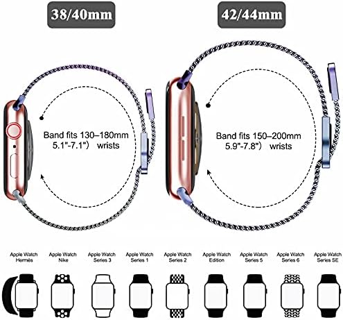 Метални магнитни въжета Geoumy, съвместими с Apple Watch, каишка 44 мм с корпус, взаимозаменяеми каишка от милански мрежа