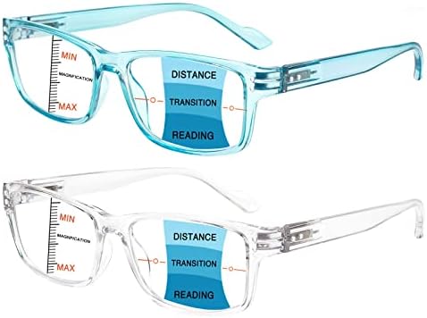 CLASAGA 2 Опаковки Прогресивно Многофокусных Очила за четене, за Жени и за Мъже с Пружинным тръба на шарнирна Връзка, Блокер