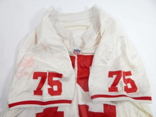 1995 San Francisco 49ers 75 Използвана Бяла Риза 52 690 - Използваните тениски за игри NFL без подпис